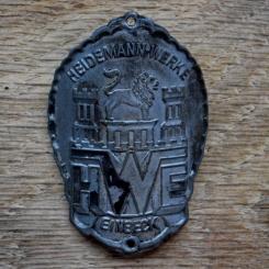 Steuerkopfschild HWE HEIDEMANN-WERKE EINBECK, 50er Jahre, Originalschild aus Sammlungsbestand 