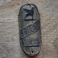Steuerkopfschild GRITZNER, 30er Jahre, Originalschild aus Sammlungsbestand 