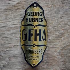 Steuerkopfschild GEHA, 30er Jahre, Originalschild aus Sammlungsbestand 