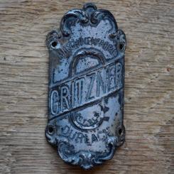 Steuerkopfschild GRITZNER, 30er Jahre, Originalschild aus Sammlungsbestand 