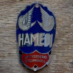 Steuerkopfschild HAMEDI, 50er Jahre, Originalschild aus Sammlungsbestand 
