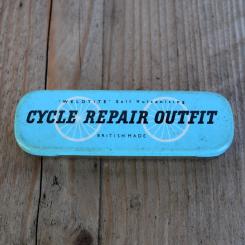 Flickzeug Blechdose "WELDTITE CYCLE REPAIR OUTFIT" orig. 60 er Jahre, 115 x 36 x 17 mm, ohne Inhalt 