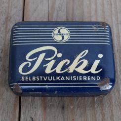 Flickzeug Blechdose "PICKY" orig. 50er Jahre, 71 x 54 x 18 mm, ohne Inhalt 
