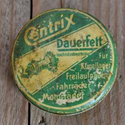 Blechdose "CENTRIX DAUERFETT" orig. 30 er Jahre, 66 x 21 mm, mit viel Restfett 