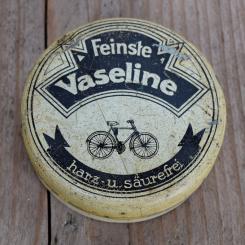 Blechdose "FEINSTE VASELINE" orig. 20 er Jahre, 80 x 28 mm, ohne Inhalt 