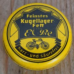 Blechdose "KUGELLAGERFETT EL-BE" orig. 30 er Jahre, 65 x 20 mm, mit Restfett 