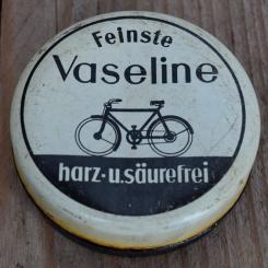 Blechdose "FEINSTE VASELINE" orig. 30 er Jahre, 71 x 25 mm, mit viel Restfett 