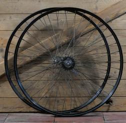 Laufradsatz 26 Zoll (559), für Drahtbereifung, 1951, Naben: WIPPERMANN verchromt / F&S Torpedo verchromt, gebr. 