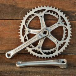 Kurbelgarnitur SHIMANO 600 Arabesque, für Schraublager mit Vierkant-Achse, original 80er J., Alu, gebr. 