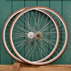 Laufradsatz für Drahtbereifung 27 Zoll (630), 70er J., für Rennrad, WEINMANN Felgen/NEW STAR Naben, gebr. 