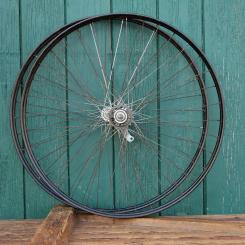 Laufradsatz 28 Zoll (622) für Drahtbereifung, original 1954, Naben: DÜRKOPP vorn, Torpedo hinten, gebr. 