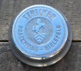 Fahrrad/Moped Klingel Deckel "STRICKER Brackwede-Bielefeld", orig. 50er Jahre, verchromt, ohne Unterteil, siehe Bilder 