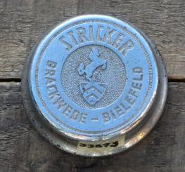 Fahrrad/Moped Klingel Deckel "STRICKER Brackwede-Bielefeld", orig. 50er Jahre, verchromt, ohne Unterteil, siehe Bilder 