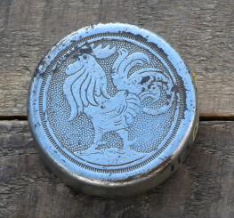 Fahrrad/Moped Klingel Deckel "HAHN IN BACKNANG", orig. 30er Jahre, verchromt, ohne Unterteil, ggf. Gebrauchsspuren 