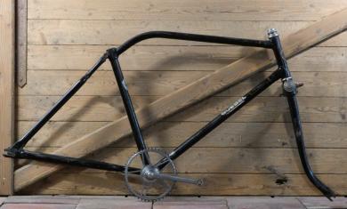 Fahrradrahmen Goebel, Herrenausführung speziell für Hilfsmotor (Lutz), 26 Zoll Ballon, 1950er J. 