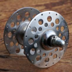 Nabe Vorderrad, Renak Hochflanschnabe, für Radball, verchromt, original 50er/60er Jahre, 36 Loch, NOS 