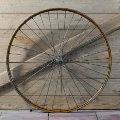 Vorderrad für Drahtbereifung 26 Zoll (559),  für Ballonrad, 1930er J., Felge Holzdekor, PRÄNAFA-Nabe, gebr. 