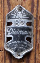 Steuerkopfschild DIAMANT Mod. 82, 30er Jahre, Originalschild aus Sammlungsbestand 