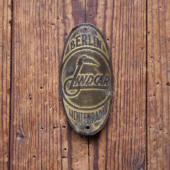 Steuerkopfschild LINDCAR, 20er/30er Jahre, Originalschild aus Sammlungsbestand 