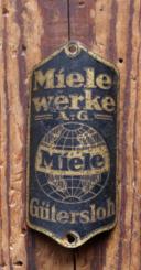 Steuerkopfschild Miele, 30er-50er Jahre, Originalschild aus Sammlungsbestand 