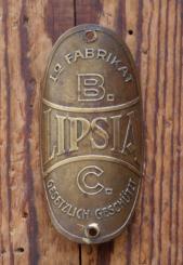 Steuerkopfschild LIPSIA, 20er/30er Jahre, Messing, Originalschild aus Sammlungsbestand 