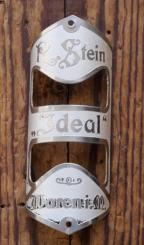 Steuerkopfschild IDEAL/R. Stein, Waren, 10er/20er Jahre, Messing vernickelt/lackiert, Originalschild aus Sammlungsbestand 