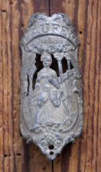 Steuerkopfschild LÄUFER, 10er/20er Jahre, Grauguss lackiert, Originalschild aus Sammlungsbestand 