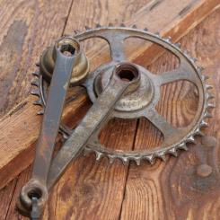 Kurbelsatz GÖRICKE für Tourenrad, orig. 40er Jahre, verchromt, Glocken-Sechskant, gebr. 