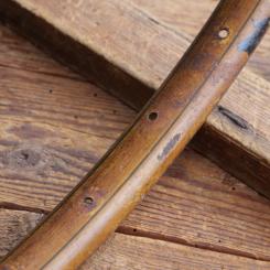 Wulstfelge 28 Zoll (Sondermaß ca. 640mm), sehr seltene Doppelhohlstahl- Ausführung, 32 Loch, Holzdekor, gebr. 