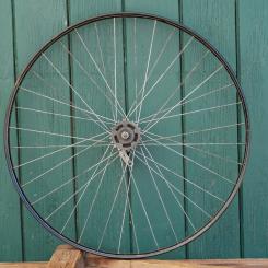 Hinterrad 28 Zoll (635) für Wulstbereifung, Ende 20er/Anfang 30er J., schwarz, Linien silber, DÜRKOPP Nabe, gebr. 