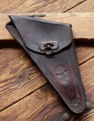 Werkzeugtasche für Damenrad, Echtleder, dunkelbraun, original 10er - 30er Jahre, gebraucht 