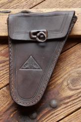 Werkzeugtasche LOHMANN für Herrenrad, Echtleder, dunkelbraun, original 30er/50er Jahre, gebraucht 