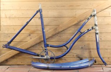 Fahrradrahmen PHÄNOMEN/Hamburg Modell Extraklasse, für Tourenrad, Damen, 1954, 26 Zoll, Stahl, blau/silber, gebr. 