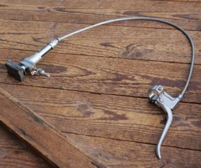 Stempelbremse WIPPERMANN mit Seilzug u. Hebel, orig. 50er J., verchromt, Hebel Alu, NOS 