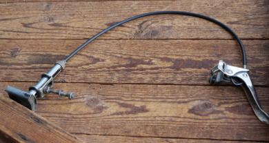 Stempelbremse REICH mit Seilzug u. Hebel, orig. 50er J., verchromt, gebr. 