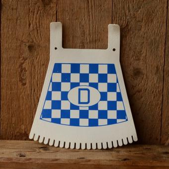 Schmutzfänger, blau-weiß, mit D-Zeichen u. Fransen 
