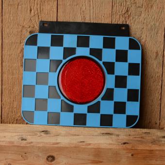 Schmutzfänger kariert, gross, blau-schwarz, mit Reflektor 