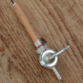 Benzinhahn "FRANKFURTER MODELL", gr. Ausf., tankseitig 1/4" (ca. 13 mm), Abgang mit 6 mm Schlauchstutzen, Reserve 