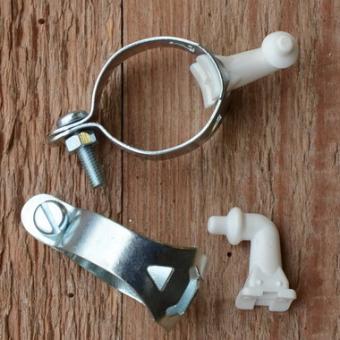 Spitzpumpenhalter, glanzverzinkt, mit Kunststoffspitzen weiß 