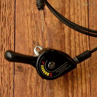 Schalthebel "SHIMANO Positron" 5-6 Gang, Kunststoff schwarz, orig. 70-80er Jahre 