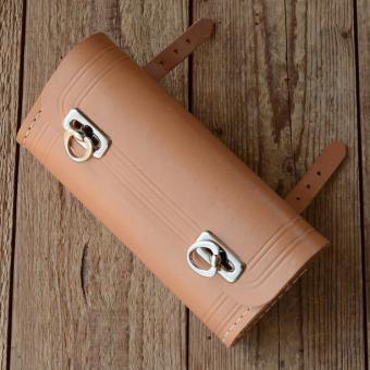 Satteltasche Leder, naturfarben, große Ausführung  175 x 85 x 40mm, Beschläge vernickelt, passend für alle Klassiker 