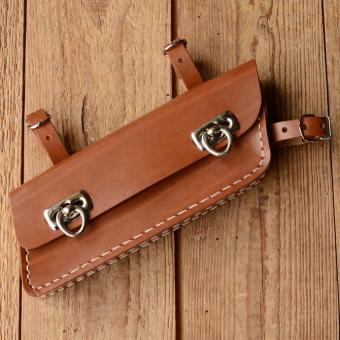 Werkzeugtasche, Lefa, braun, Trapezform, Beschläge vernickelt, passend für viele Herrenfahrradklassiker 