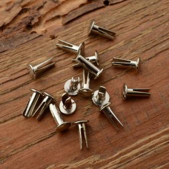 Steuerkopfschild - Nieten, "Zweispitzniet", Messing vernickelt 