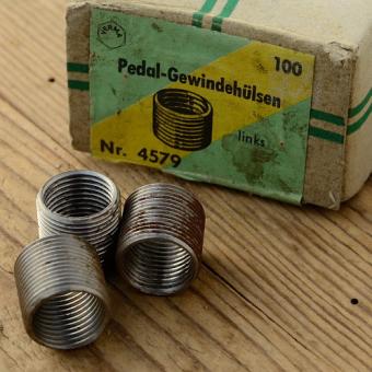 Pedal Gewindehülse,  "VERMA" 5/8 Zoll x 24G aussen, 9/16 Zoll innen, Reparatur-Gewindeeinsatz, Linksgewinde 
