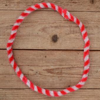 Nabenputzring, rot-weiß, flauschig, L=56 cm, für Moped und Fahrrad, Drahteinlage, ablängbar 