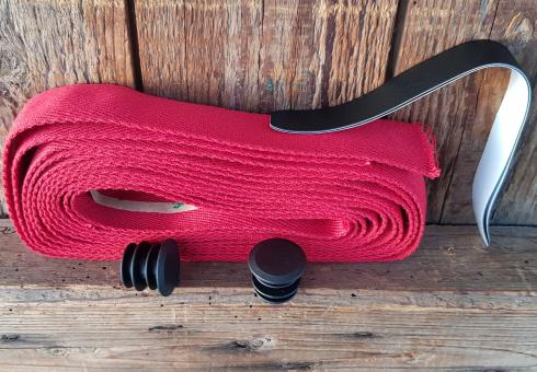 Lenkerband "Baumwolle", rot, 30 mm breite und  extra dicke Ware für ein gutes Griffgefühl!, Satz incl. Stopfen etc. 
