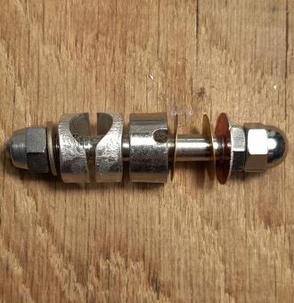 Aufnahmestück "Weinmann" für hintere Bremse am runden Steg, Rennrad/Randonneur, verchromt mit Weinmann U-Scheibe 