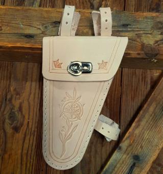 Werkzeugtasche, echtes Leder, naturfarben, Beschläge vernickelt, passend für viele 20-60er Jahre Herrenfahrradklassiker 