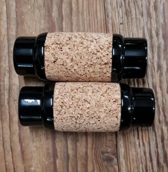 Holzgriffe mit Korkauflage, schwarz, Kork naturfarben, 22mm, ca. 90mm lang 