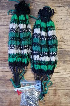 Rocknetz gem. Foto, klassische Ausführung,  passend für 26"-28" Räder der 20-60er Jahre. - grün/grau/schwarz 